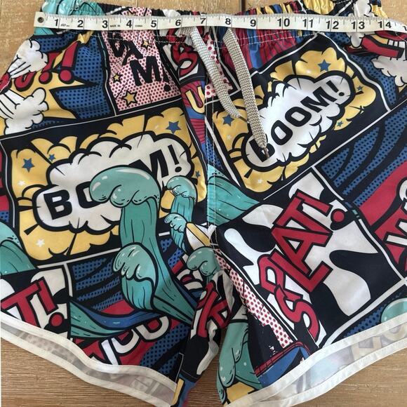 Men’s multicolored comic book print swim trunks shorts - Picture 7 of 9